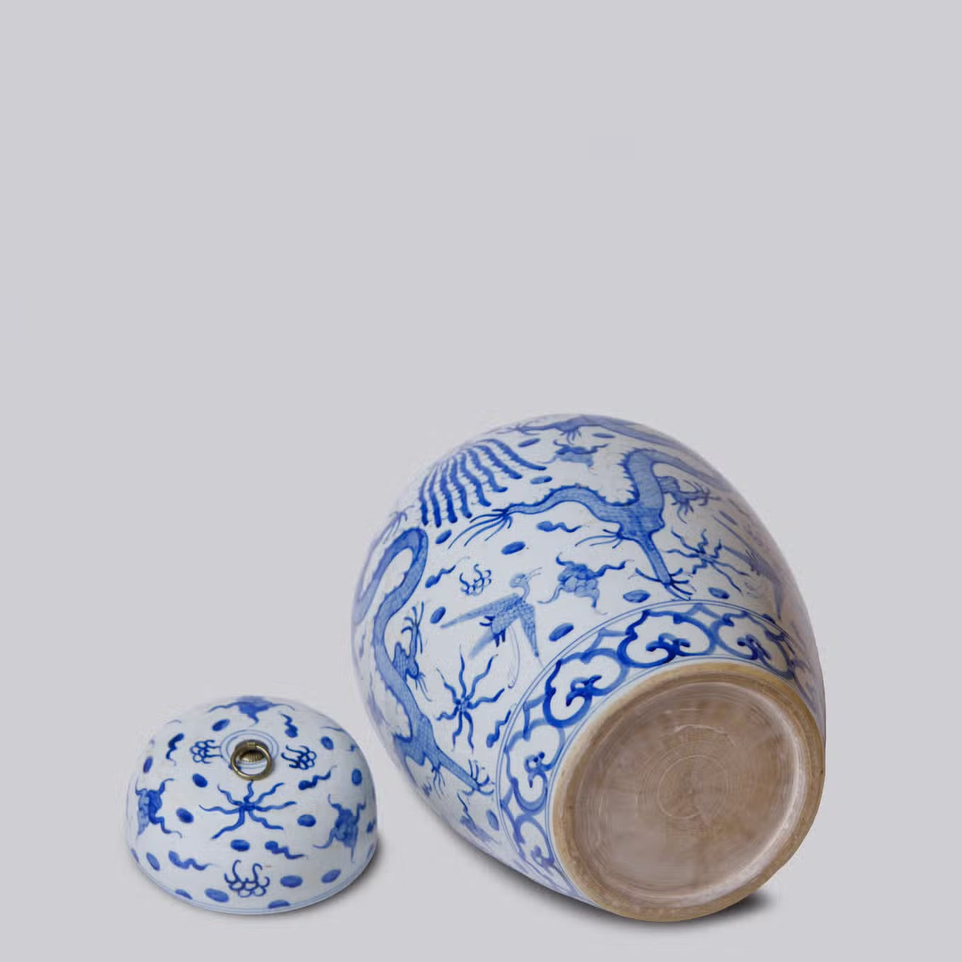 Blue and White Porcelain Dragon Lidded Jar