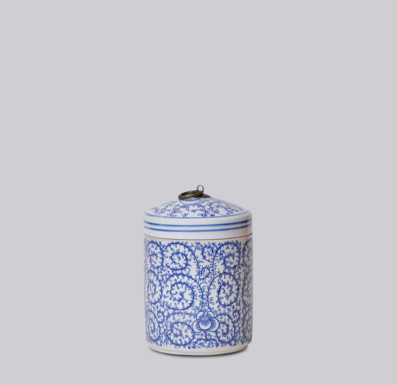 Blue & White Porcelain Peony Storage Jar