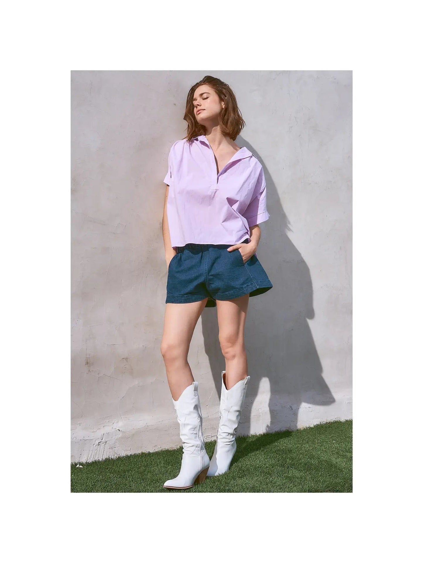 Boxy Lilac Drop Shoulder Shirt