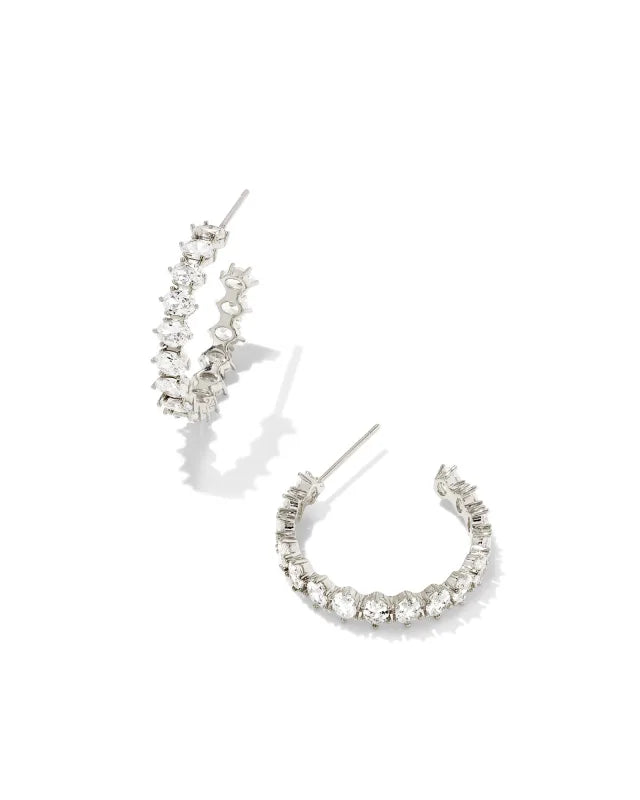 Kendra Scott Cailin Crystal Silver Hoop Earrings