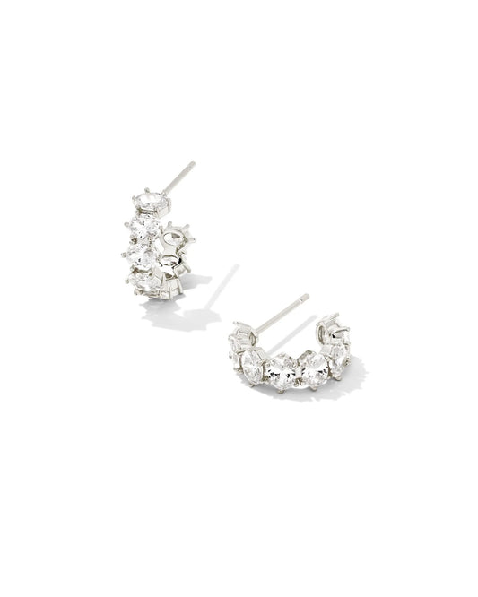 Kendra Scott Cailin White Crystal Small Huggie Earrings