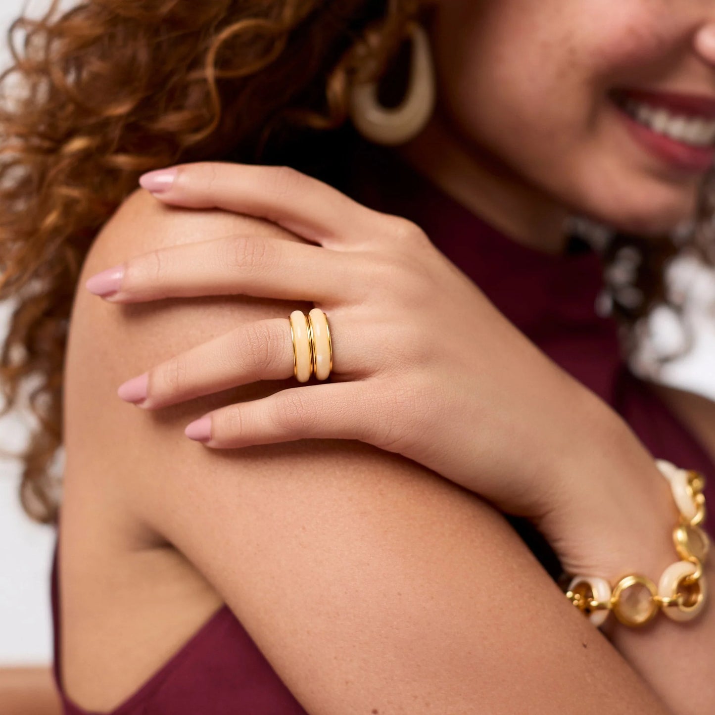 Julie Vos Carnaby Duet Ring Ivory