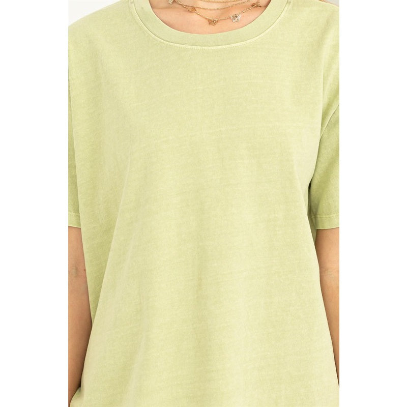 Casual Knit Short Sleeve Pale Olive T-Shirt