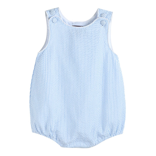 Classic Light Blue Seersucker Bubble Romper