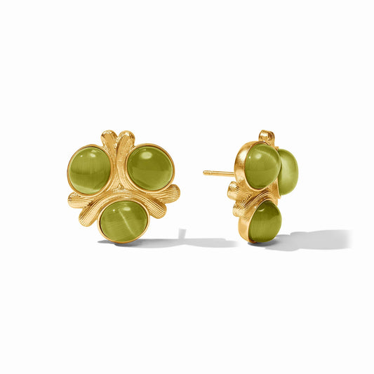 Julie Vos Cobblestone Statement Stud Green Cats Eye