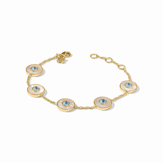 Julie Vos Colette Circle Delicate Bracelet in Chalcedony Blue