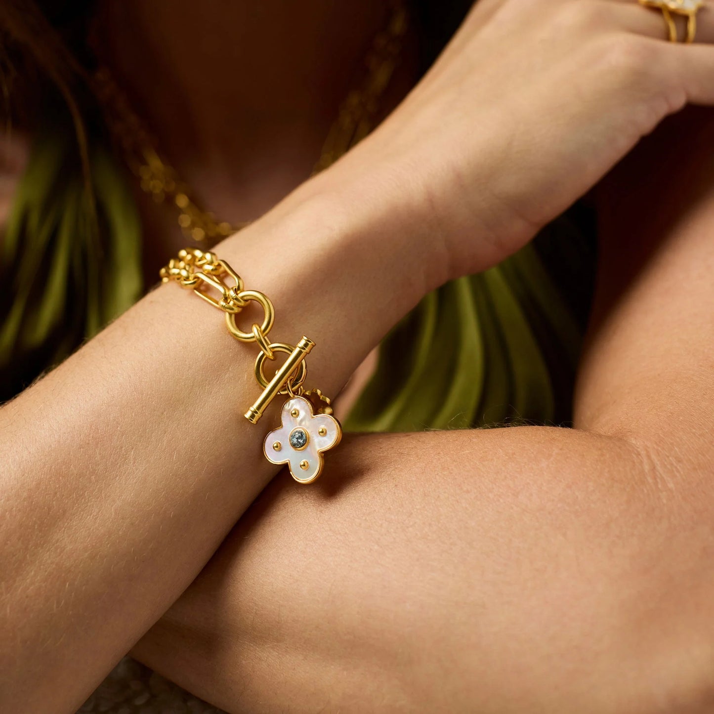 Julie Vos Colette Link Bracelet In Chalcedony Blue