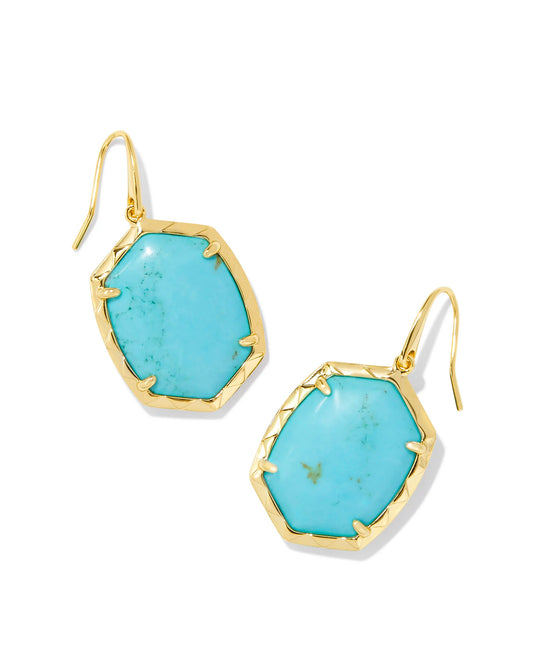 Kendra Scott Daphne Gold Drop Earrings in Variegated Turquoise Magnesite