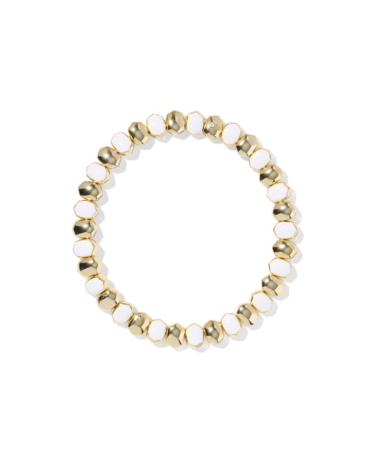 Kendra Scott Daphne Enamel Stretch Bracelet Gold White Enamel