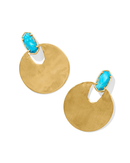 Kendra Scott Deena Earring Gold Bronze Veined Turquoise