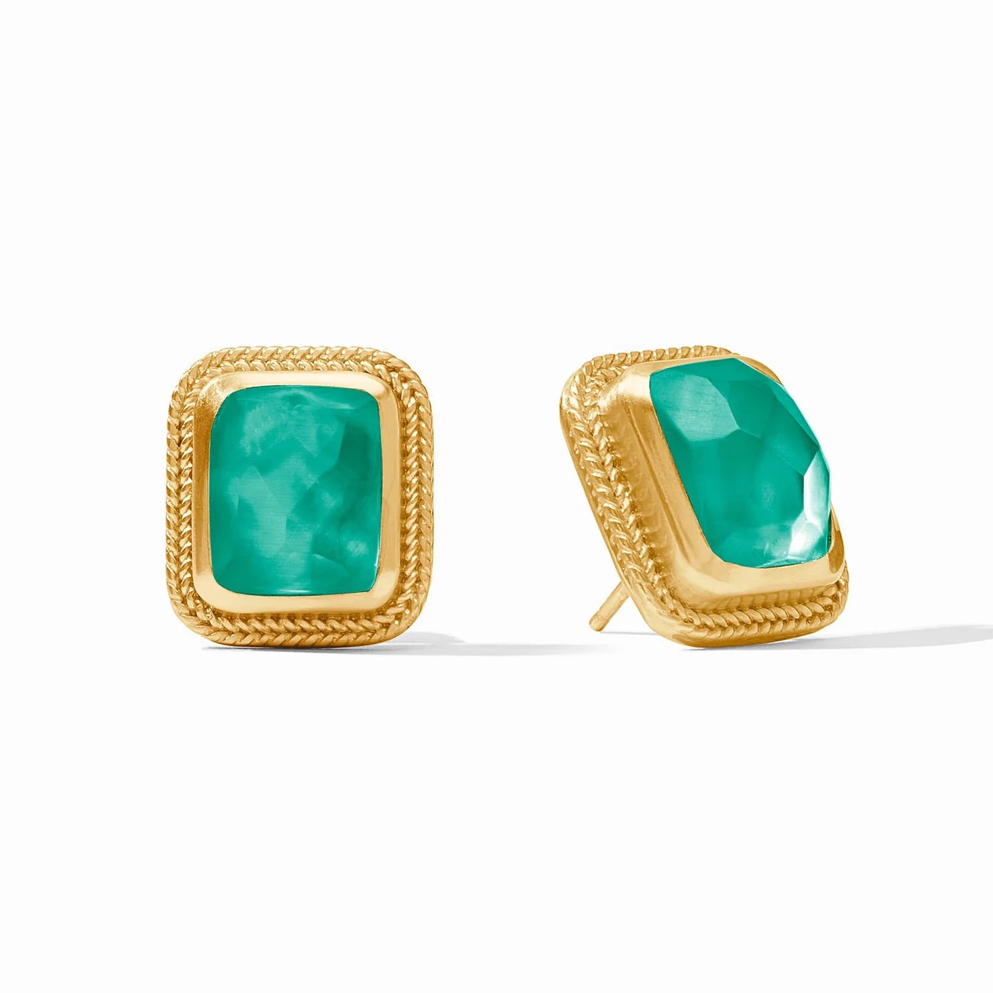 Julie Vos Cheval Stone Stud Iridescent Emerald Green