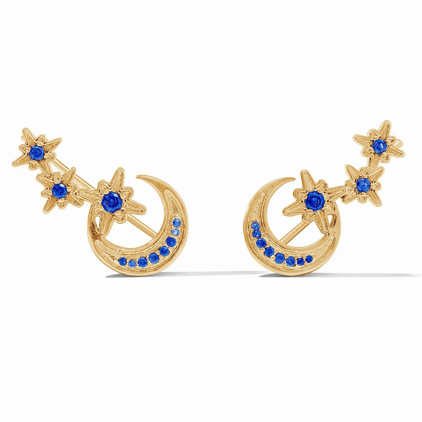 Julie Vos Luna Climber Earring in Sapphire Blue CZ