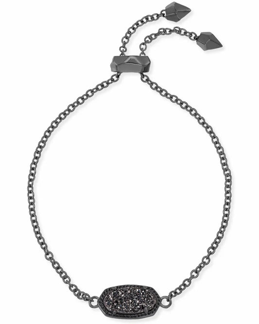 Kendra Scott Elaina Gunmetal Adjustable Chain Bracelet in Black Drusy