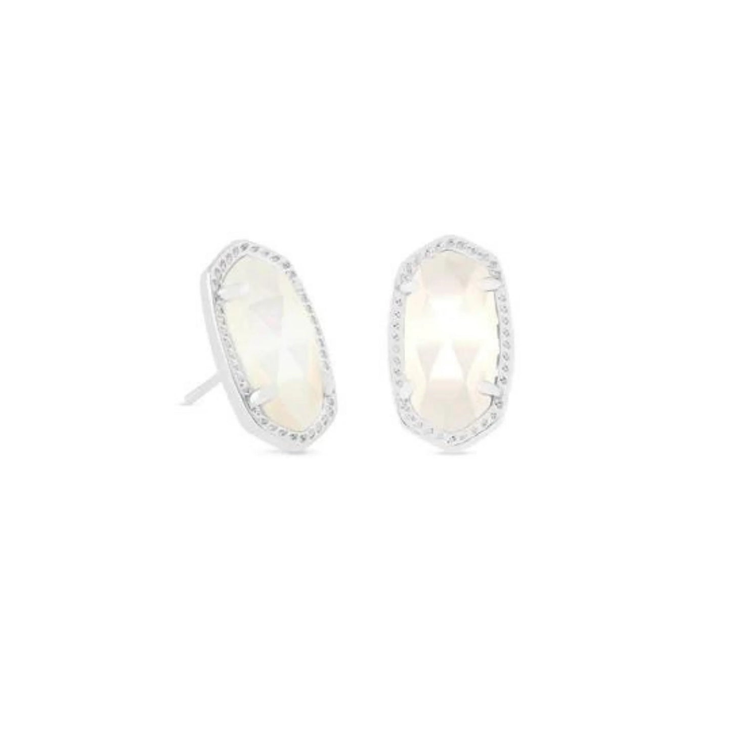 Kendra Scott Ellie Silver Stud Earrings In Ivory Mother-Of-Pearl