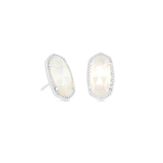 Kendra Scott Ellie Silver Stud Earrings In Ivory Mother-Of-Pearl