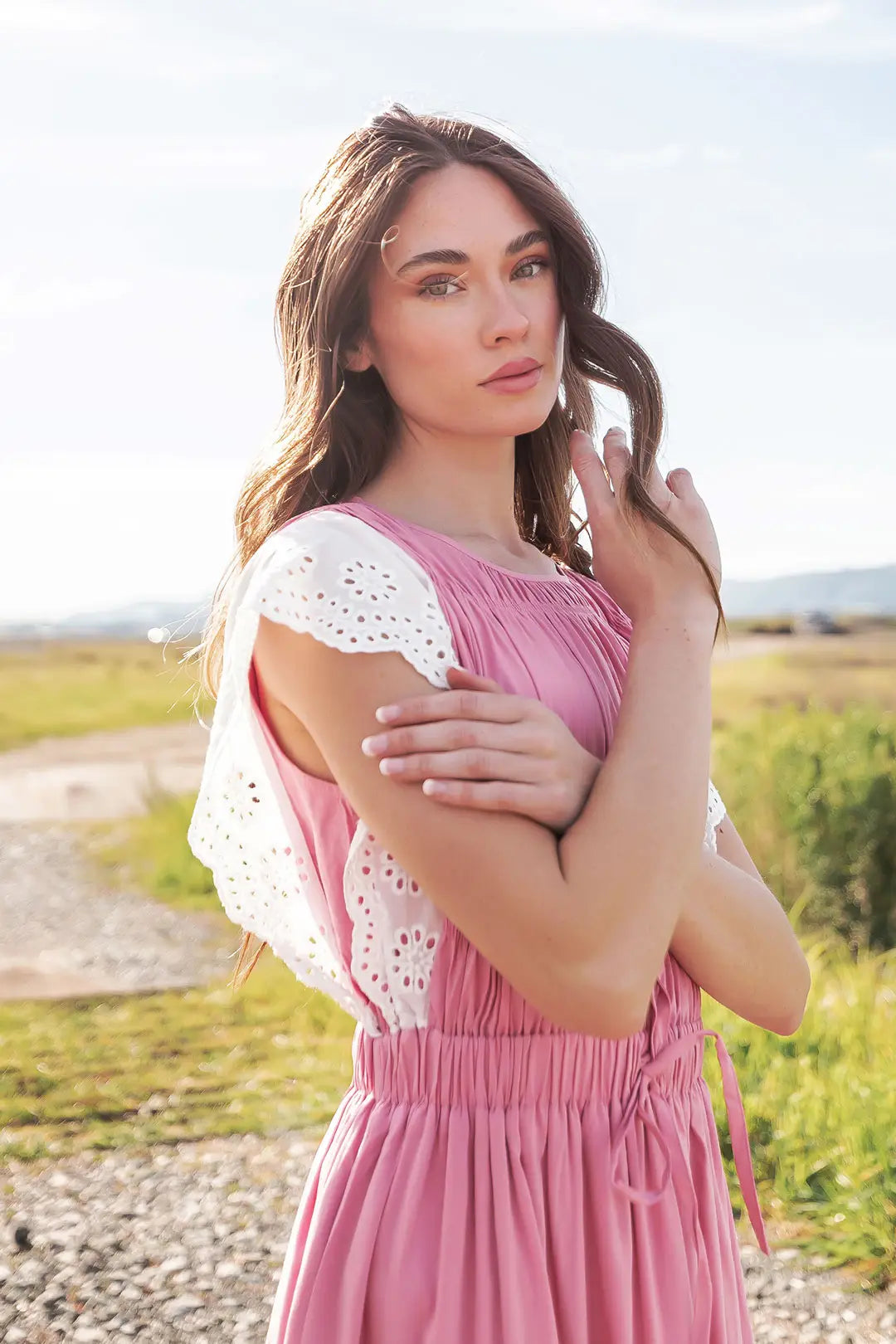 Tiered midi skirt sales in eyelet poplin