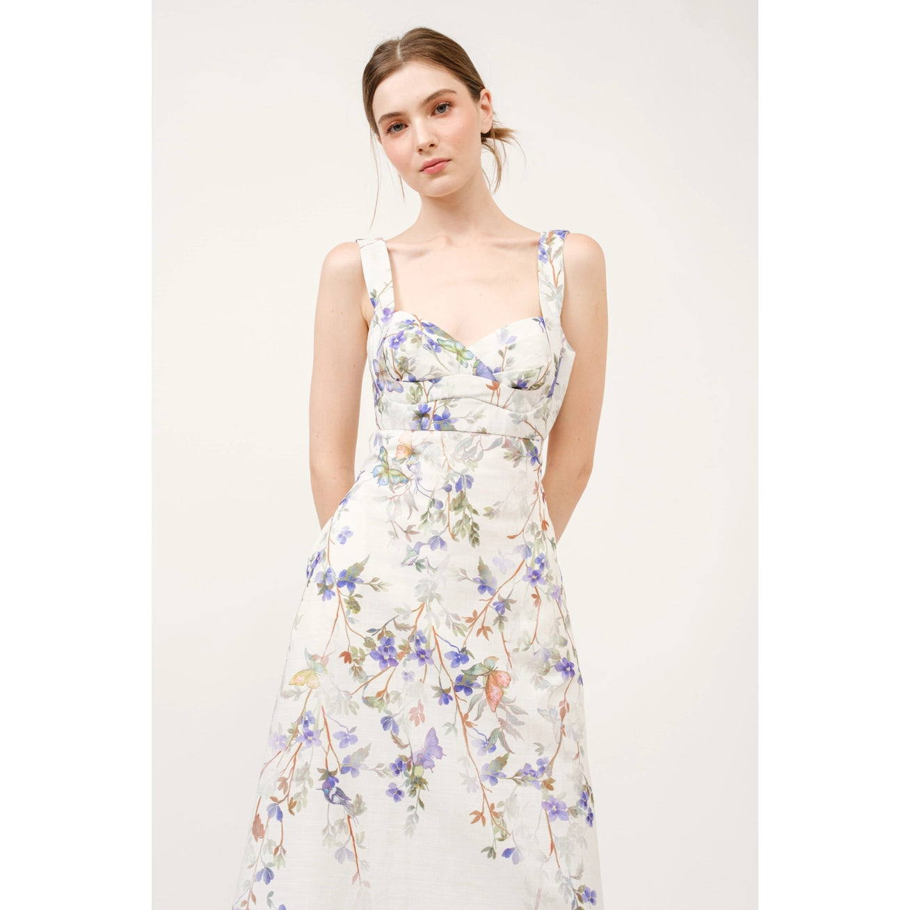 Floral Butterfly Spring Midi Dress