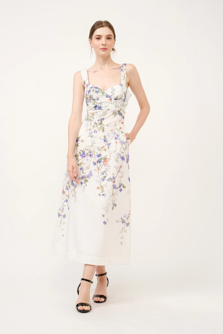 Floral Butterfly Spring Midi Dress