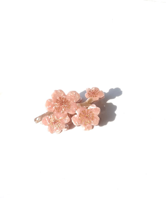 Hand-Painted Cherry Blossoms Flower Claw Hair Clip