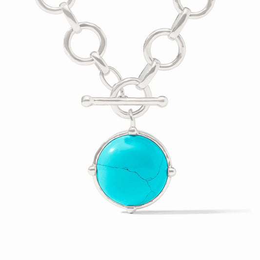 Julie Vos Honeybee Silver Statement Necklace In Turquoise Blue
