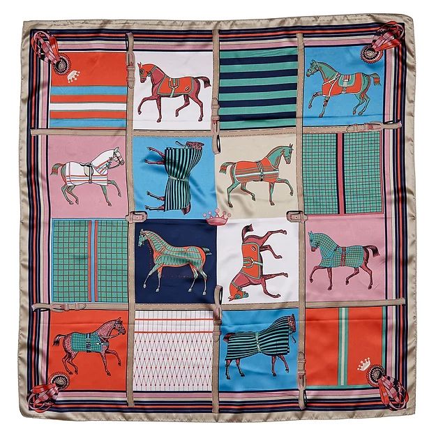 Horses in Blankets Silky Scarf