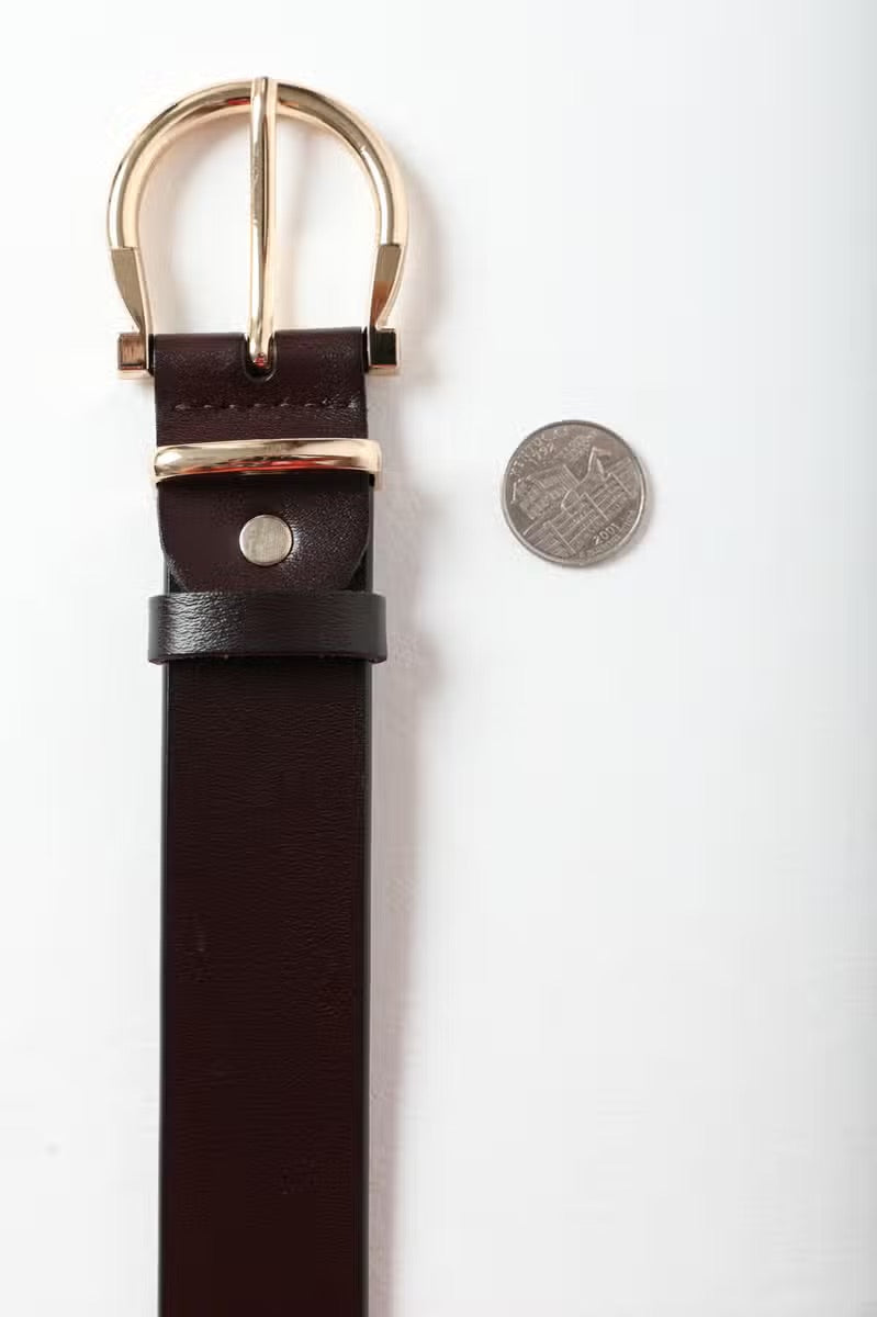 Horseshoe Gold Buckle Leather Belt
