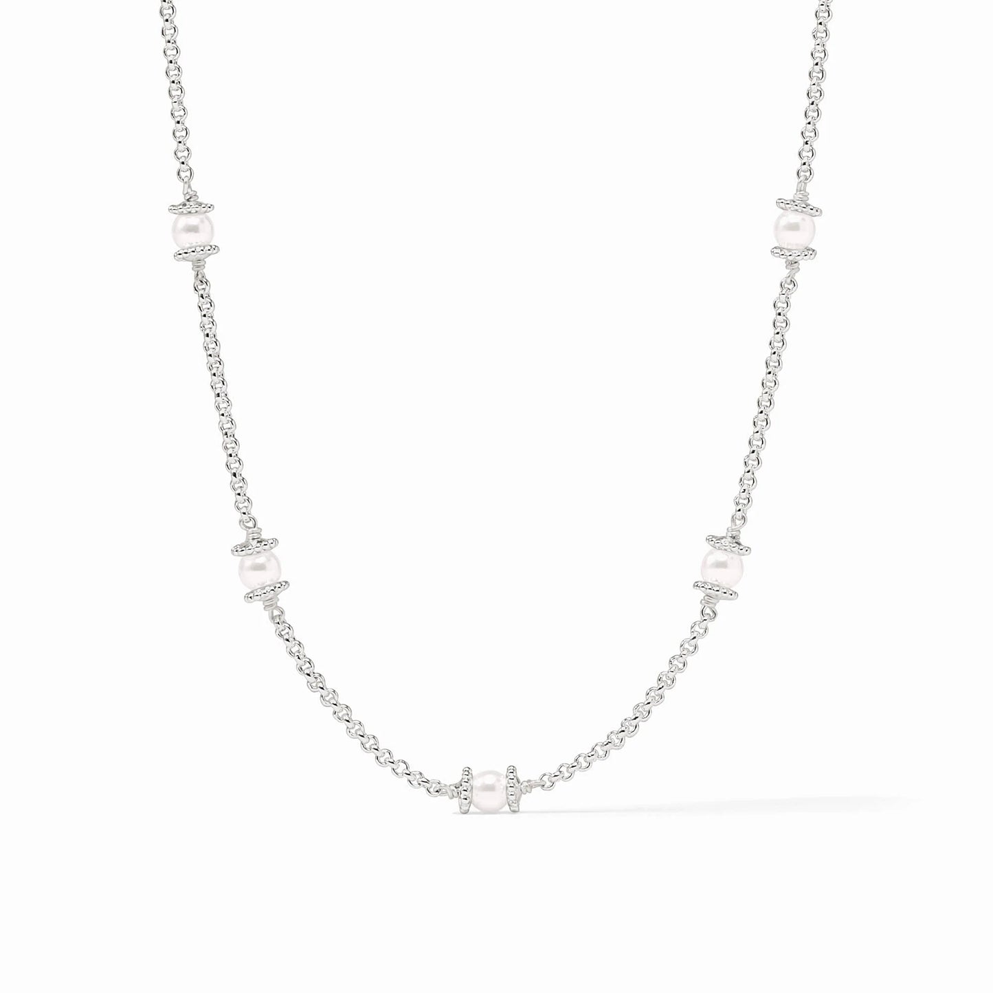 Julie Vos Hydra Delicate Station Silver Necklace In Pearl