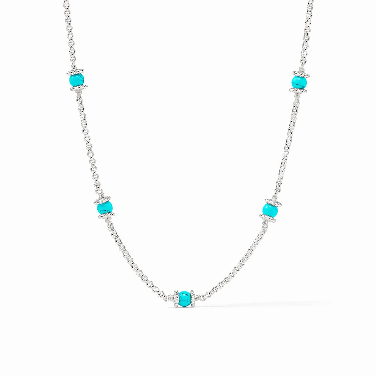 Julie Vos Hydra Delicate Station Silver Necklace in Turquoise Blue