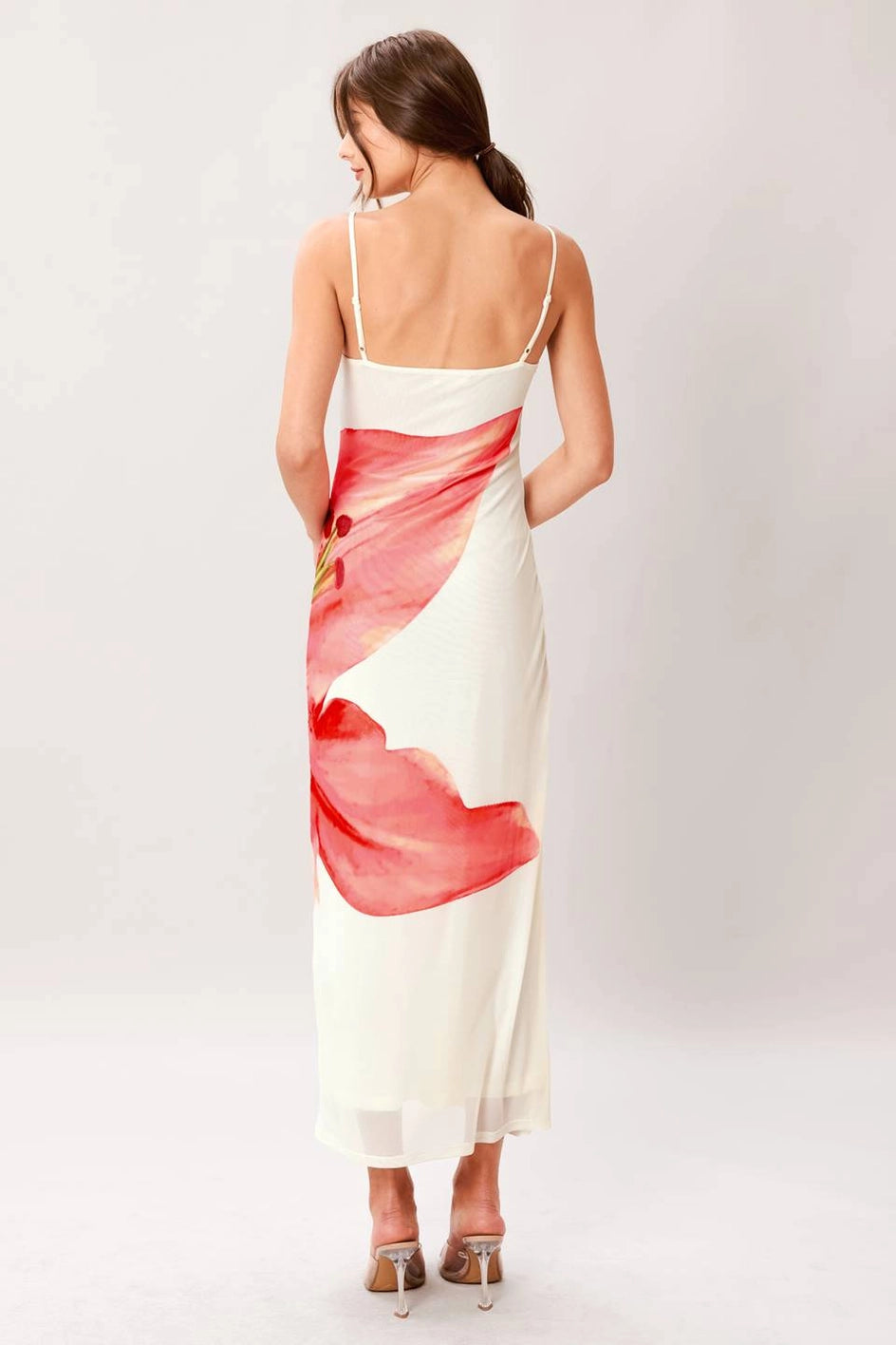 Flower Mesh Cami Midi Dress