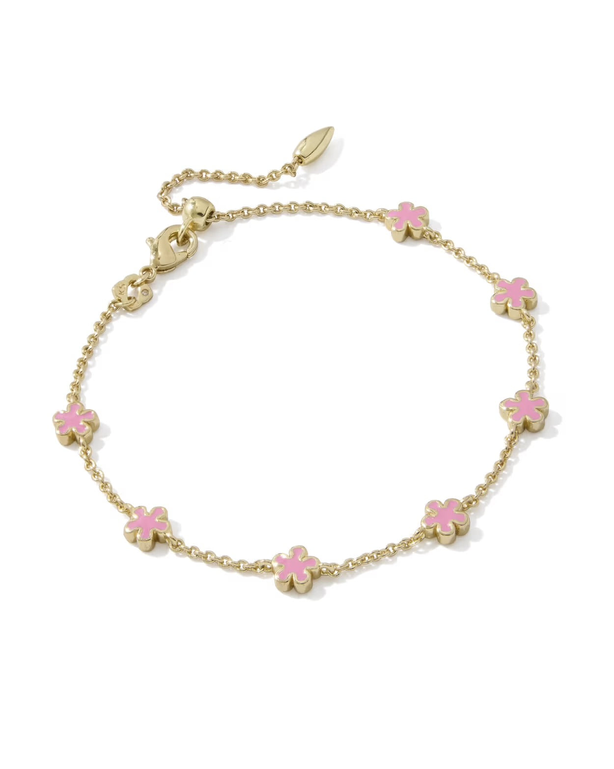 Kendra Scott Jane Gold Dark Pink Enamel Delicate Chain Bracelet