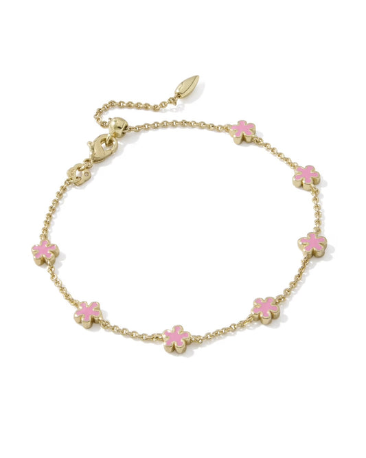 Kendra Scott Jane Gold Dark Pink Enamel Delicate Chain Bracelet