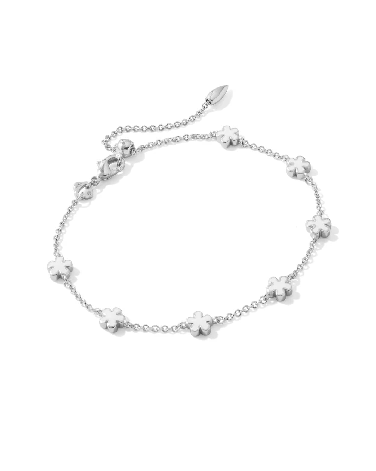 Kendra Scott Jane Silver White Enamel Delicate Chain Bracelet