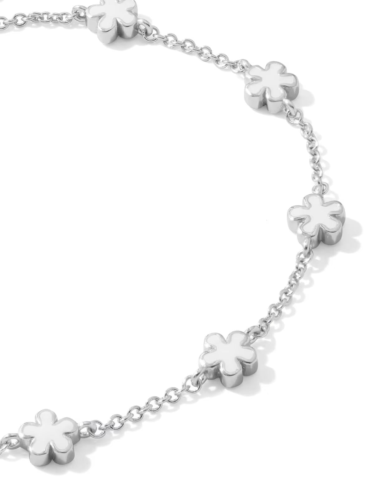 Kendra Scott Jane Silver White Enamel Delicate Chain Bracelet