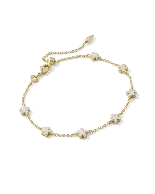 Kendra Scott Jane Gold White Enamel Delicate Chain Bracelet