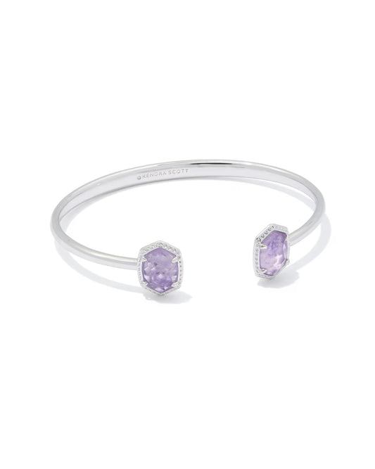 Kendra Scott Daphne Silver Frame Cuff Bracelet Purple Amethyst