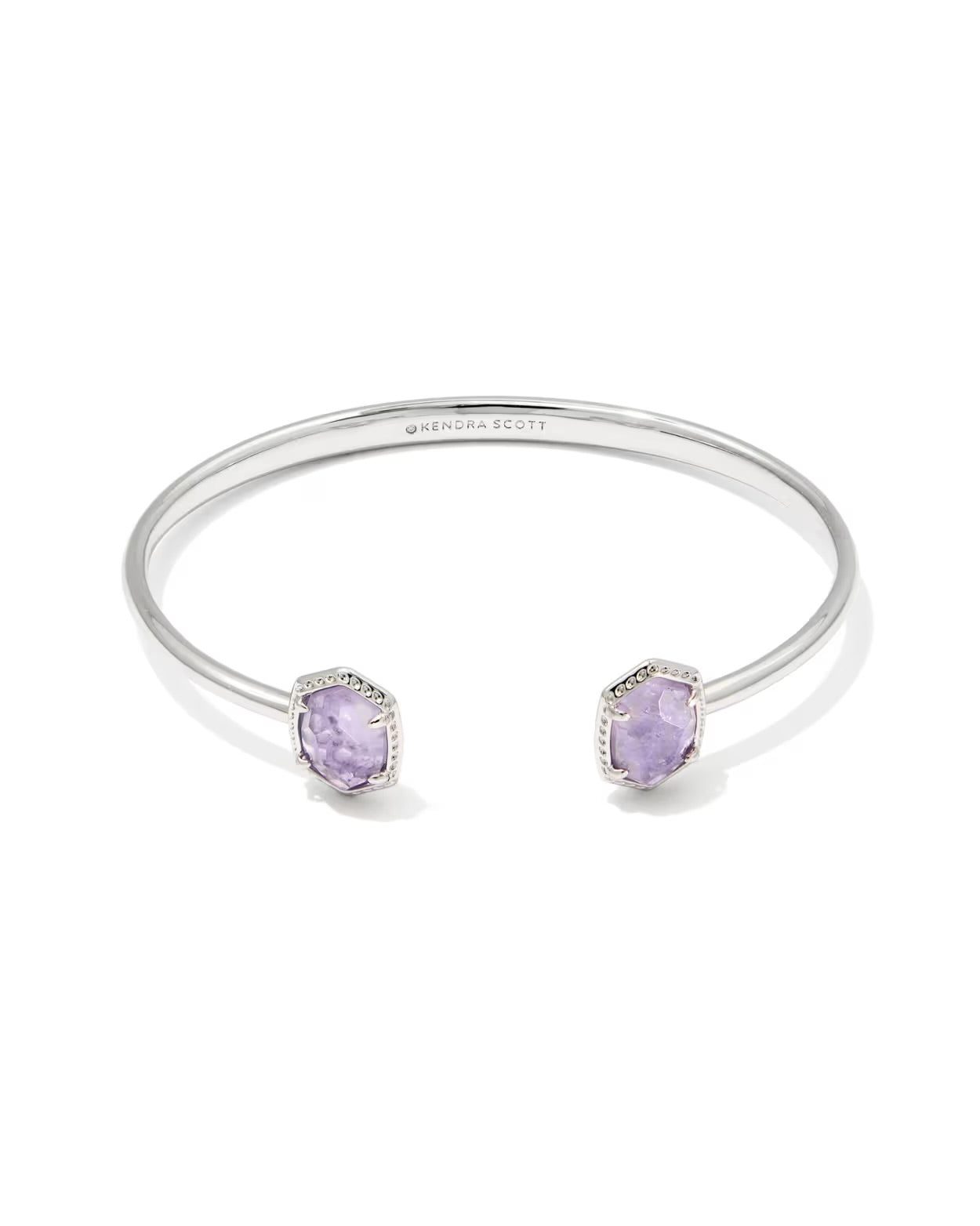 Kendra Scott Daphne Silver Frame Cuff Bracelet Purple Amethyst