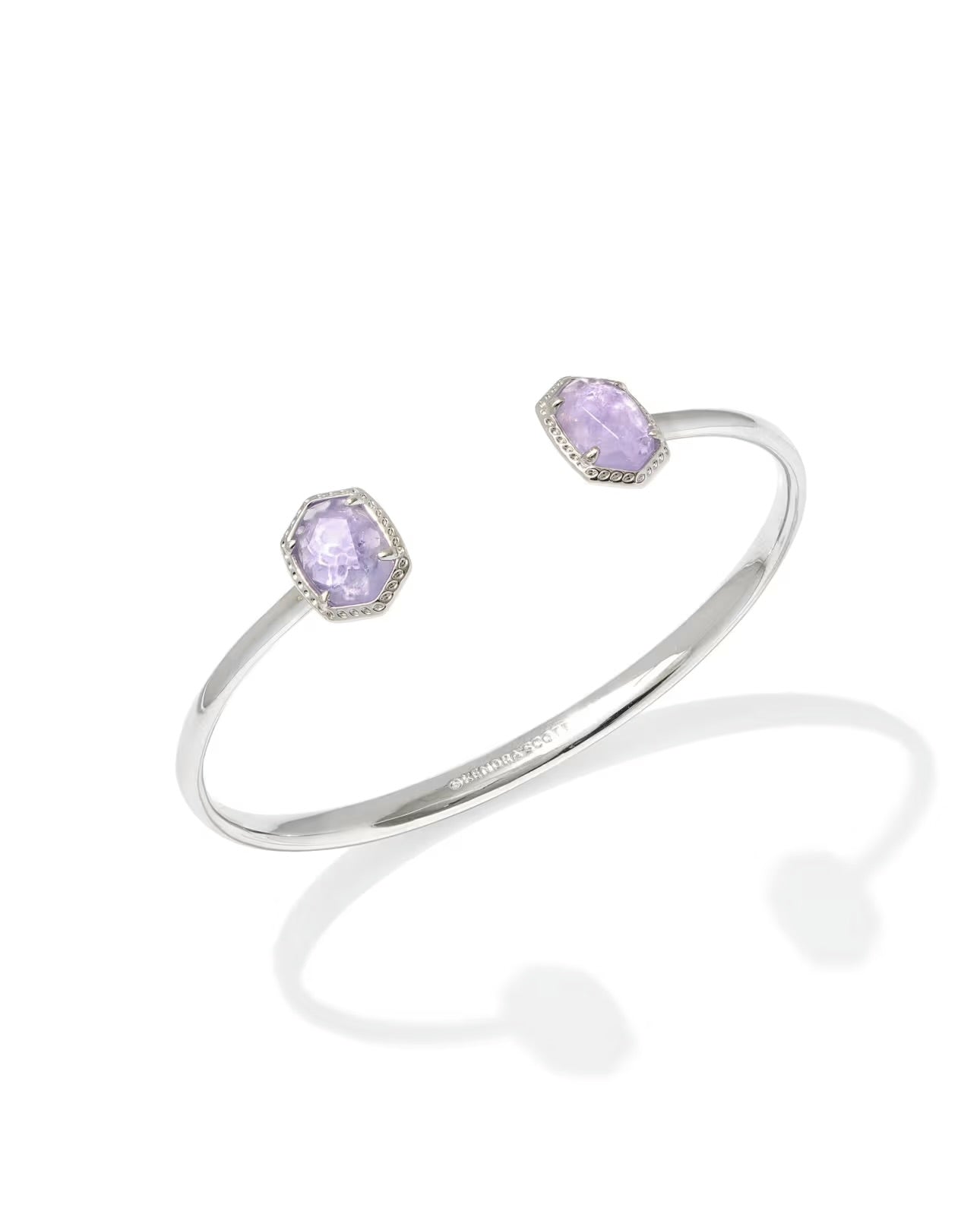 Kendra Scott Daphne Silver Frame Cuff Bracelet Purple Amethyst