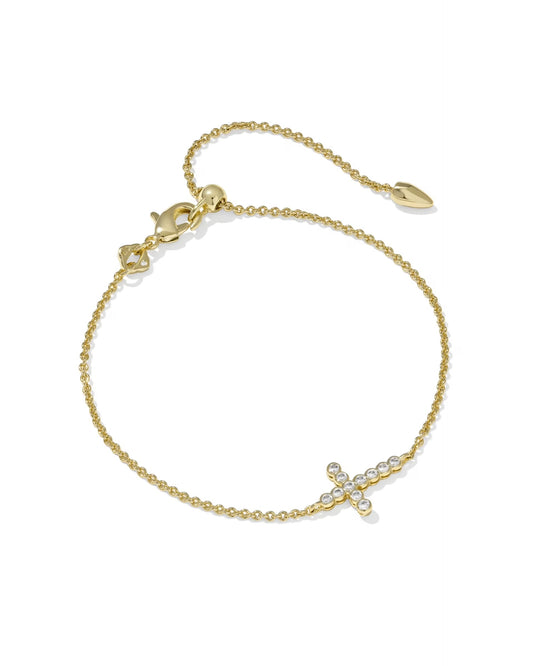 Kendra Scott Cross Gold Crystal Delicate Chain Bracelet