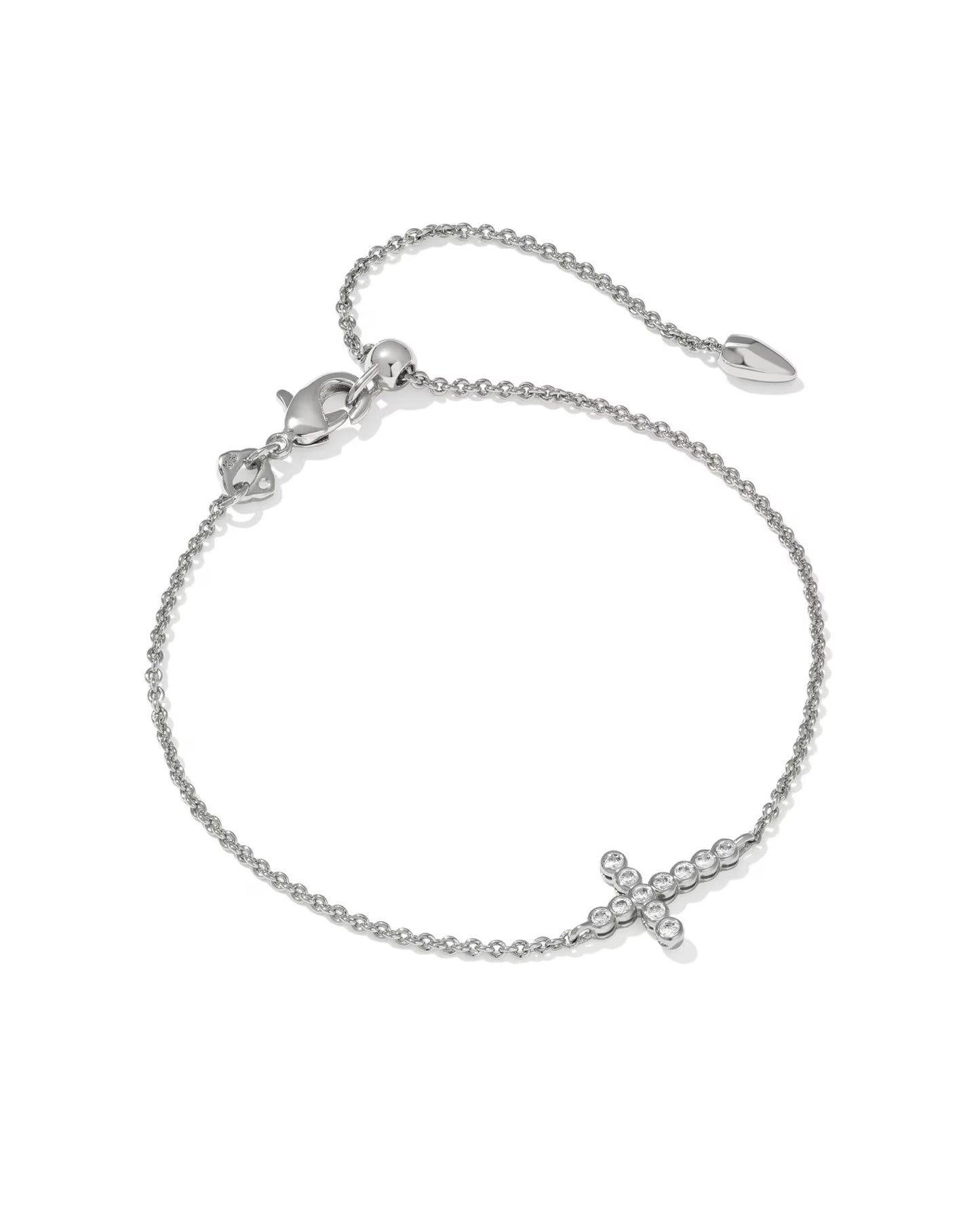 Kendra Scott Cross Silver Crystal Delicate Chain Bracelet