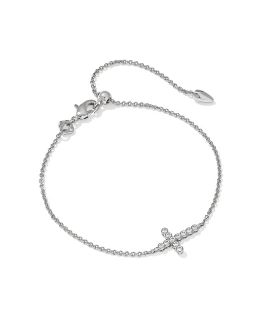 Kendra Scott Cross Silver Crystal Delicate Chain Bracelet