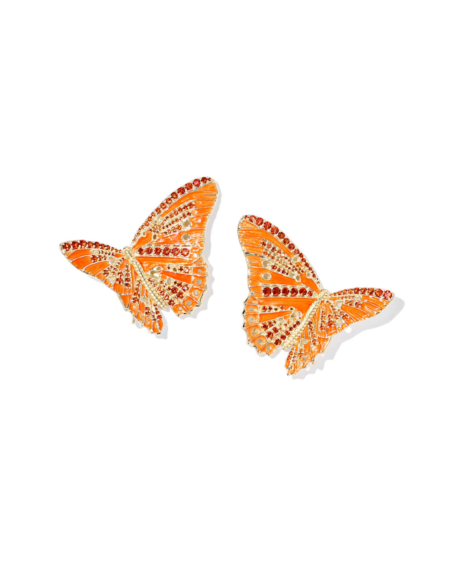 Kendra Scott Cailey Enamel Butterfly Earring In Gold Orange Pink Mix