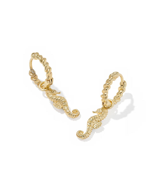 Kendra Scott Seahorse Gold Convertible Huggie Earrings