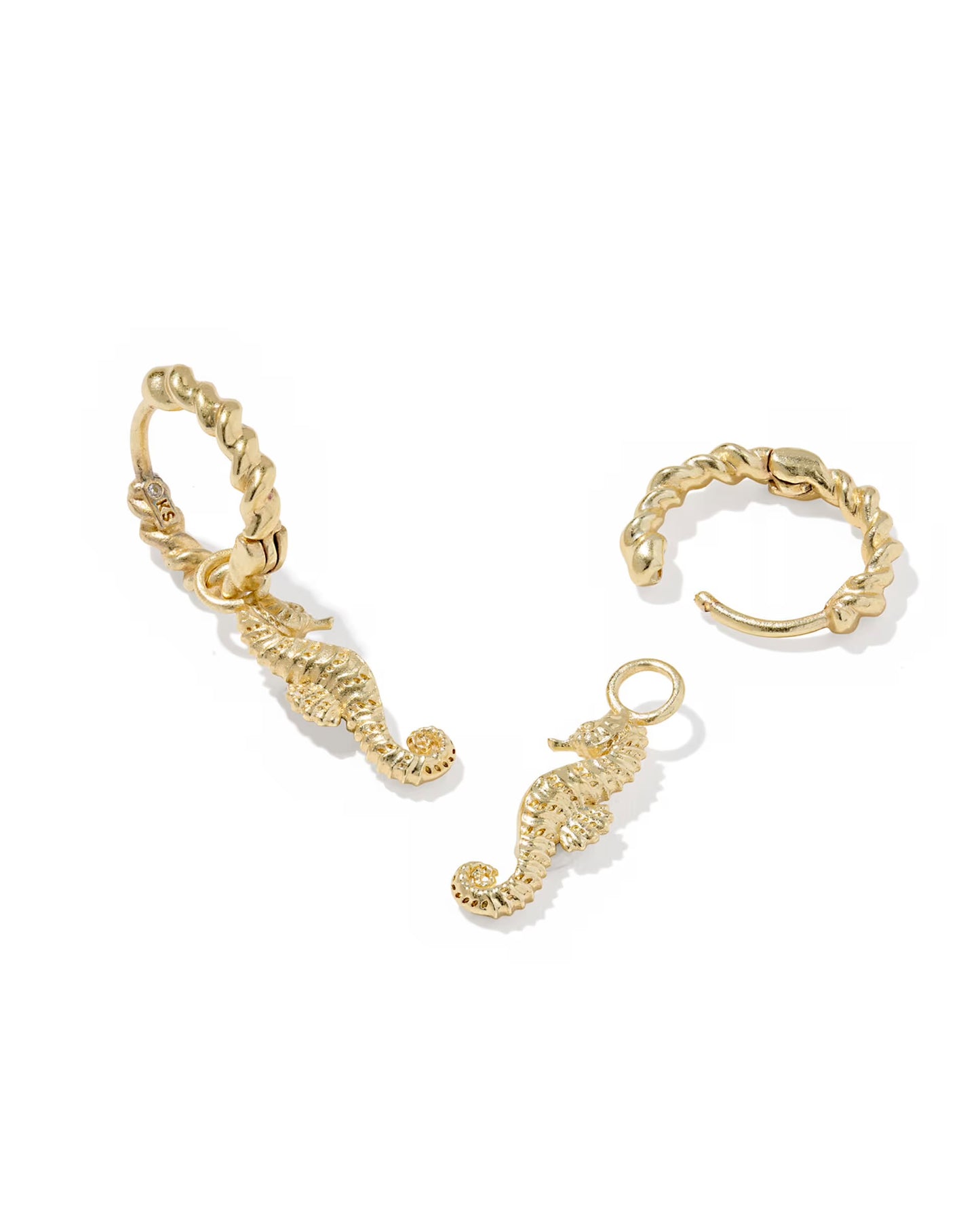 Kendra Scott Seahorse Gold Convertible Huggie Earrings