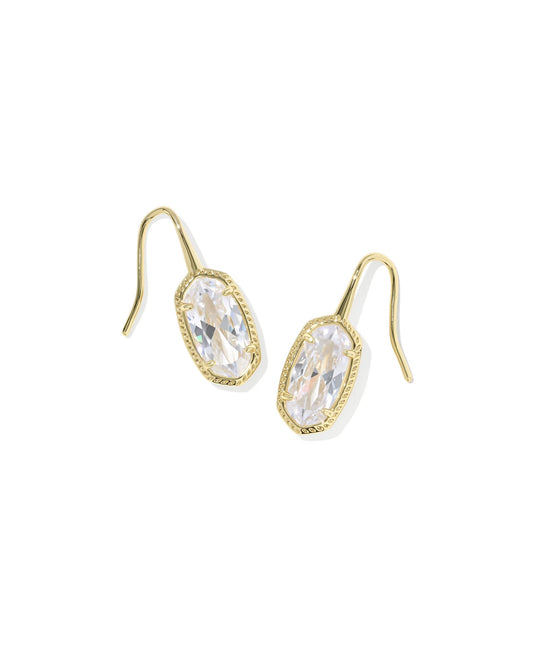 Kendra Scott Lee Luxe Drop Earring In Gold White CZ