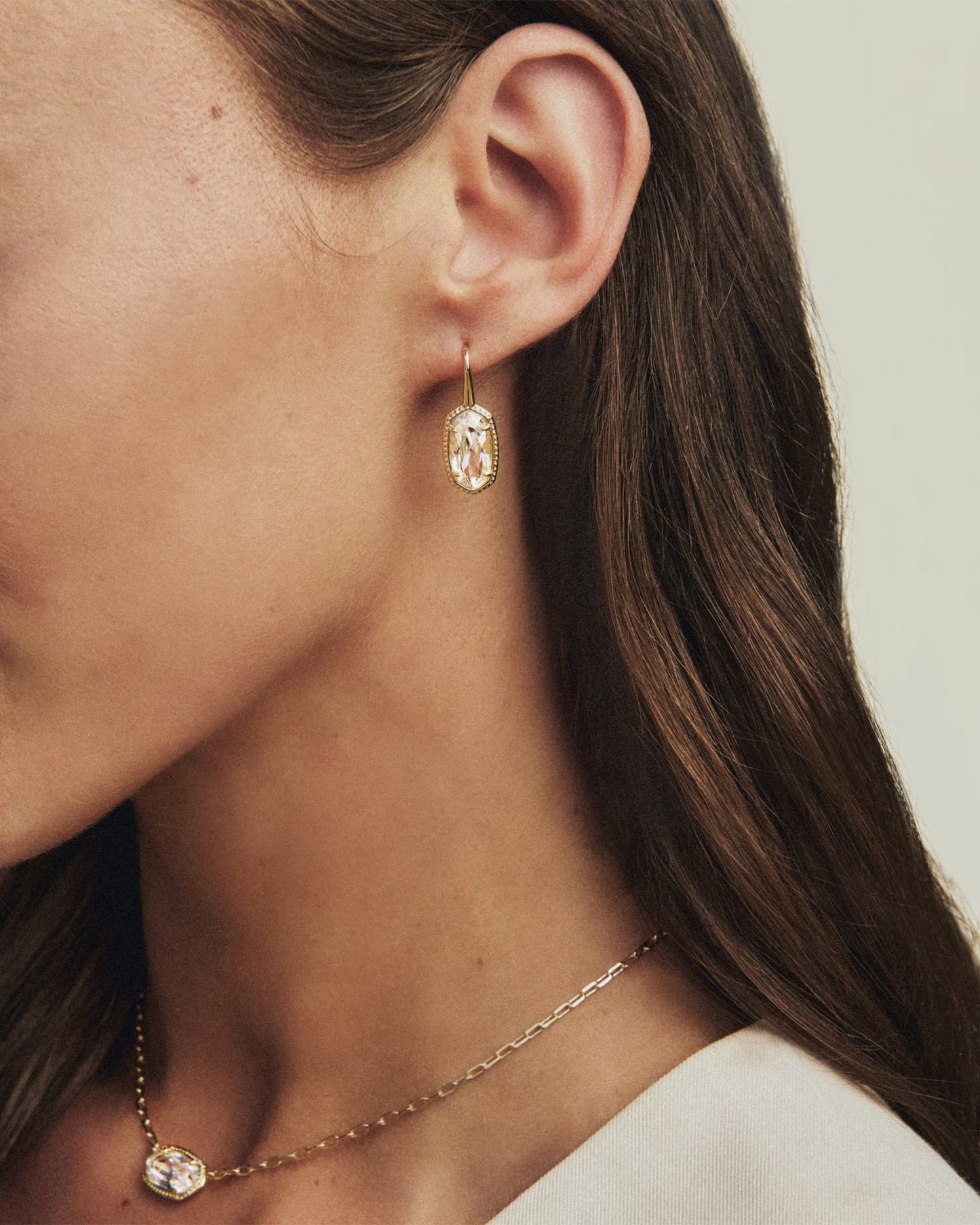 Kendra Scott Lee Luxe Drop Earring In Gold White CZ