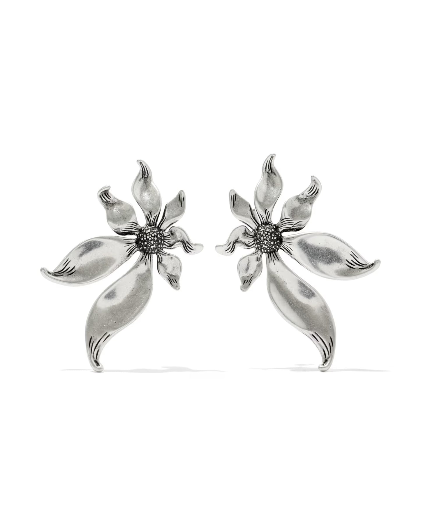 Kendra Scott Anya Flower Stud Earring Vintage Silver Metal