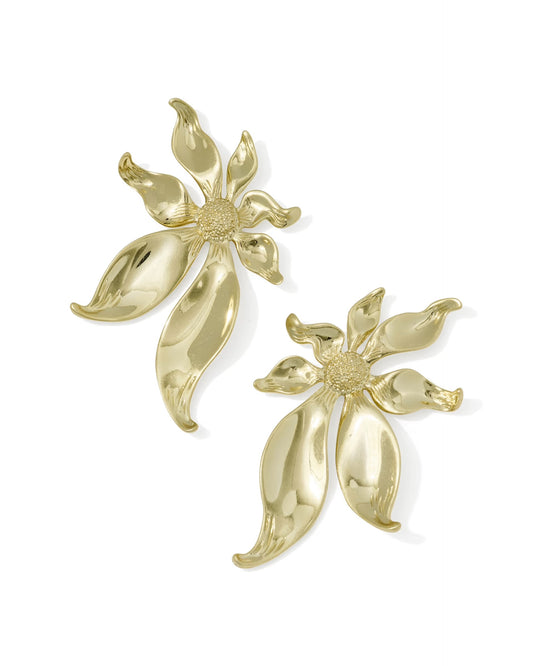Kendra Scott Anya Flower Statement Earring In Gold Metal
