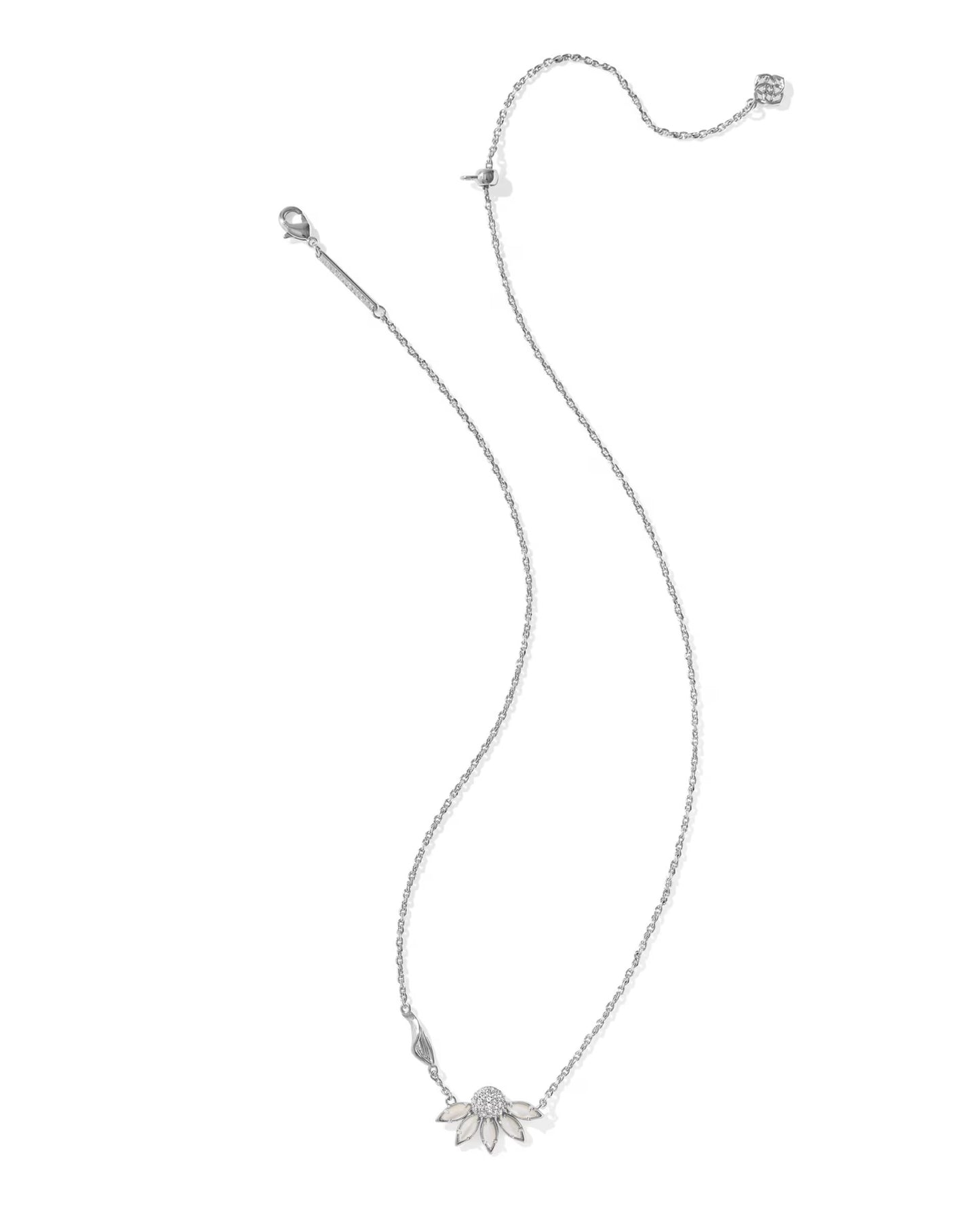 Kendra Scott Anya Flower Silver Short Pendant Necklace In Ivory Mix