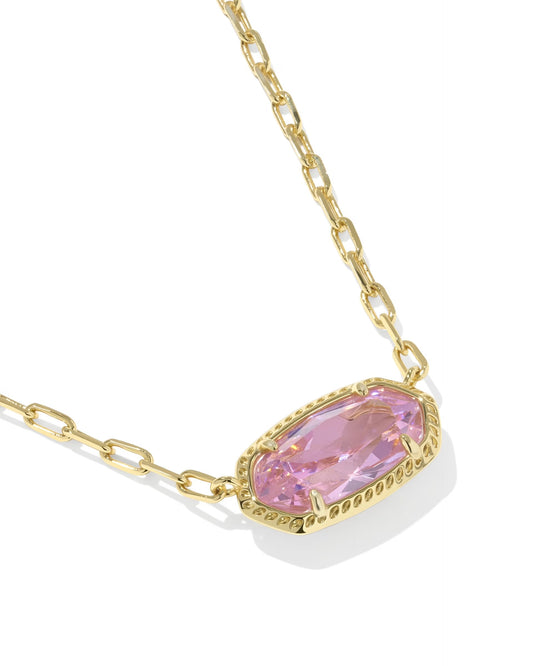 Kendra Scott Elisa Luxe Pendant Neckalce IN Gold Light Pink CZ