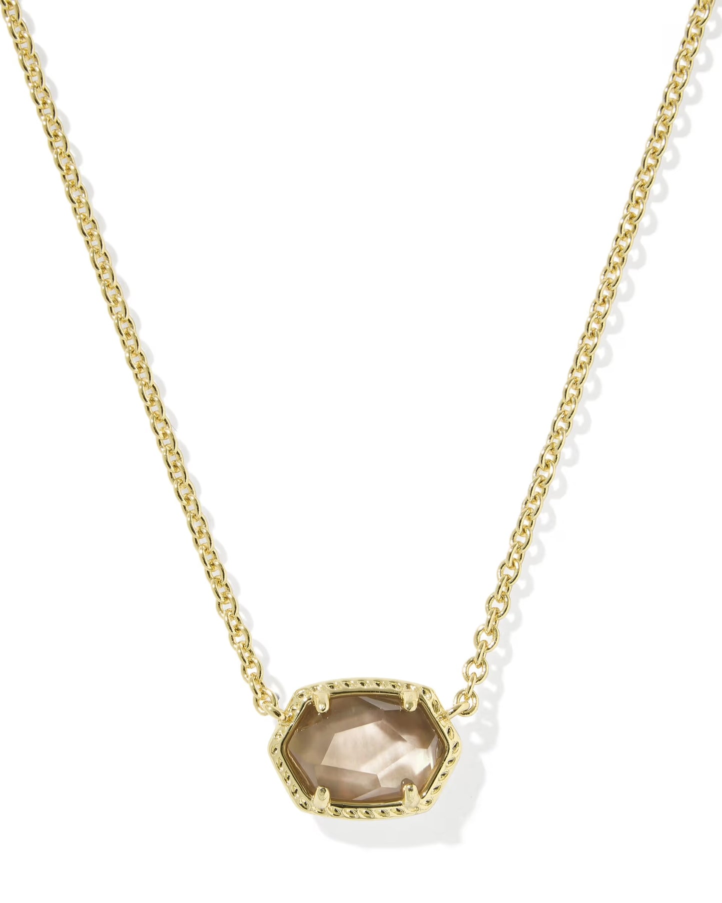 Kendra Scott Daphne Gold Frame Short Pendant Neckalce In Taupe Mother Of Pearl